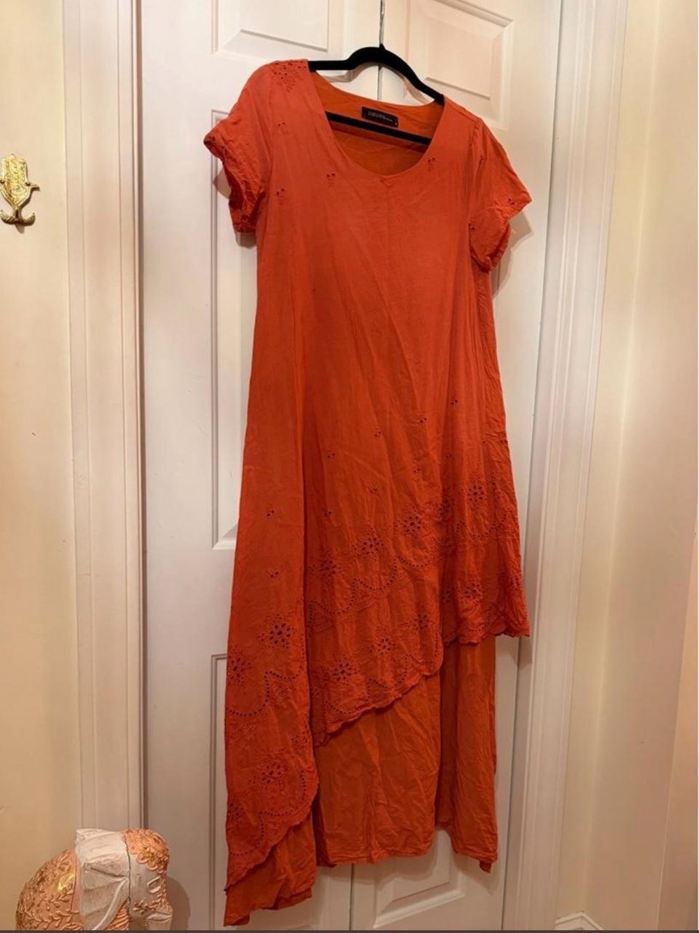 Orange Women's Eyelet Asymmetric Dress
